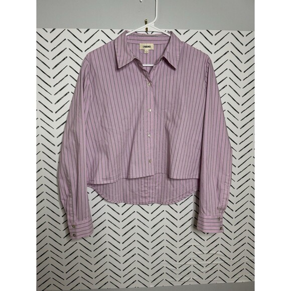 L'AGENCE Cosette Striped High-Low Cropped Button Up Shirt Size Small - Picture 1 of 9